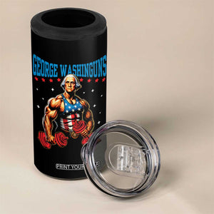 Funny George Washington Gym 4 in 1 Can Cooler Tumbler Muscular Flex Workout 4th of July TS10 Print Your Wear