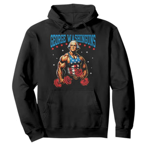 Funny George Washington Gym Hoodie Muscular Flex Workout 4th of July TS10 Black Print Your Wear