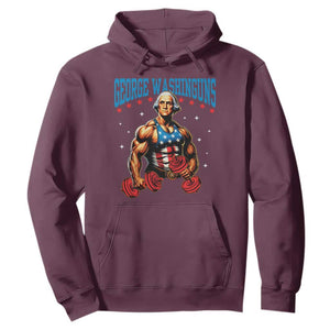 Funny George Washington Gym Hoodie Muscular Flex Workout 4th of July TS10 Maroon Print Your Wear