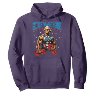 Funny George Washington Gym Hoodie Muscular Flex Workout 4th of July TS10 Purple Print Your Wear
