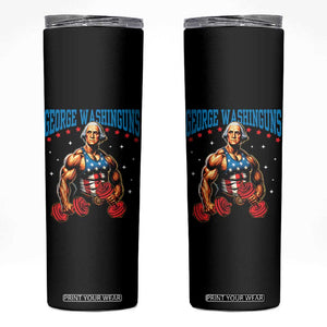 Funny George Washington Gym Skinny Tumbler Muscular Flex Workout 4th of July TS10 Black Print Your Wear