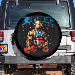 Funny George Washington Gym Spare Tire Cover Muscular Flex Workout 4th of July TS10 No hole Black Print Your Wear