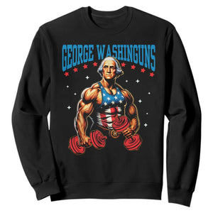 Funny George Washington Gym Sweatshirt Muscular Flex Workout 4th of July TS10 Black Print Your Wear