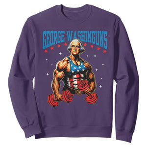 Funny George Washington Gym Sweatshirt Muscular Flex Workout 4th of July TS10 Purple Print Your Wear