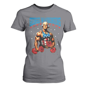 Funny George Washington Gym T Shirt For Women Muscular Flex Workout 4th of July TS10 Charcoal Print Your Wear