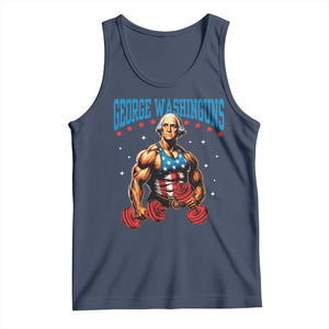 Funny George Washington Gym Tank Top Muscular Flex Workout 4th of July TS10 Navy Print Your Wear