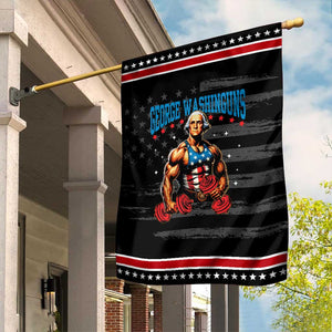 Funny George Washington Gym Garden Flag Muscular Flex Workout 4th of July TS10 Distressed Black Red Print Your Wear