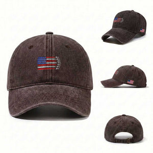 USA Flag Rocket Washed Cotton Baseball Cap Patriotic Space Red White Blue 4th of July TS10 Washed Cap Universal Fit Dark Brown Print Your Wear