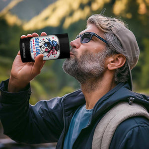 She Loves Jesus And America Too 4 in 1 Can Cooler Tumbler Christian 4th of July Messy Bun Flag TS10 Print Your Wear