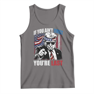 Trump 4th Of July Tank Top If You Ain't First You're Last Flag TS10 Deep Heather Print Your Wear