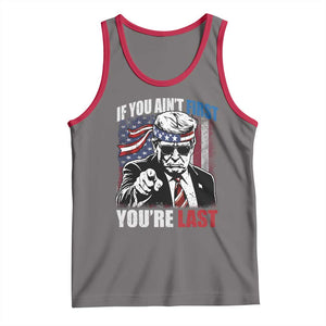 Trump 4th Of July Tank Top If You Ain't First You're Last Flag TS10 Deep Heather Red Print Your Wear