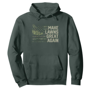 Funny Lawn Mower Dad Gardener Hoodie Make Lawns Great Again Fathers Day American Flag TS10 Dark Forest Green Print Your Wear