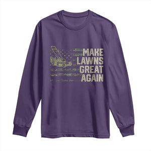 Funny Lawn Mower Dad Gardener Long Sleeve Shirt Make Lawns Great Again Fathers Day American Flag TS10 Purple Print Your Wear