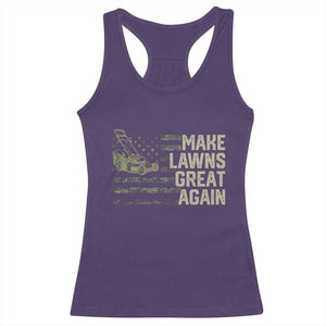 Funny Lawn Mower Dad Gardener Racerback Tank Top Make Lawns Great Again Fathers Day American Flag TS10 Purple Print Your Wear