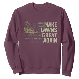 Funny Lawn Mower Dad Gardener Sweatshirt Make Lawns Great Again Fathers Day American Flag TS10 Maroon Print Your Wear