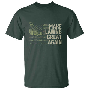 Funny Lawn Mower Dad Gardener T Shirt Make Lawns Great Again Fathers Day American Flag TS10 Dark Forest Green Print Your Wear