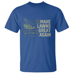 Funny Lawn Mower Dad Gardener T Shirt Make Lawns Great Again Fathers Day American Flag TS10 Royal Blue Print Your Wear