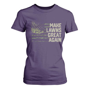 Funny Lawn Mower Dad Gardener T Shirt For Women Make Lawns Great Again Fathers Day American Flag TS10 Purple Print Your Wear