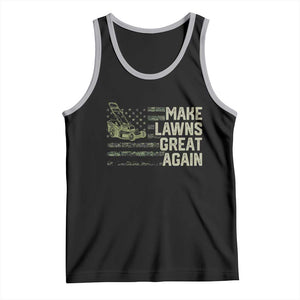 Funny Lawn Mower Dad Gardener Tank Top Make Lawns Great Again Fathers Day American Flag TS10 Black Athletic Heather Print Your Wear