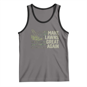 Funny Lawn Mower Dad Gardener Tank Top Make Lawns Great Again Fathers Day American Flag TS10 Deep Heather Black Print Your Wear