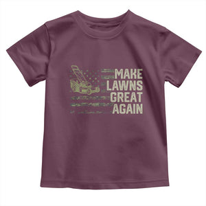 Funny Lawn Mower Dad Gardener Toddler T Shirt Make Lawns Great Again Fathers Day American Flag TS10 Maroon Print Your Wear