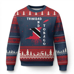 Trinidad and Tobago Flag Ugly Christmas Sweater Trini Trinidadian Proud TS10 Navy Red Print Your Wear
