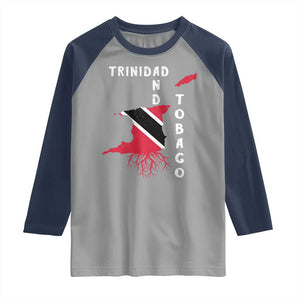 Trinidad and Tobago Flag Raglan Shirt Trini Trinidadian Proud TS10 Sport Gray Navy Print Your Wear