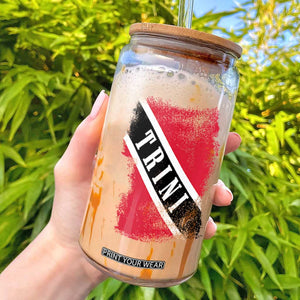 Trinidad and Tobago Flag Glass Can Caribbean Souvenir TS10 Black Print Your Wear