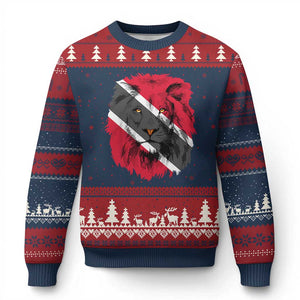 Trinidad and Tobago Flag Lion Ugly Christmas Sweater Caribbean Souvenir TS10 Navy Red Print Your Wear