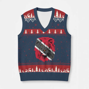 Trinidad and Tobago Flag Lion V-Neck Knit Sweater Vest Caribbean Souvenir TS10 Navy Red Print Your Wear