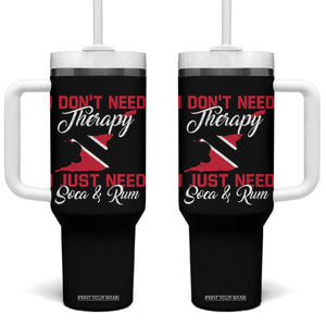 Funny Trini Tumbler With Handle Just Need Soca & Rum Trinidad and Tobago Flag TS10 One Size: 40 oz Black Print Your Wear