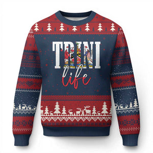 Trini Life Ugly Christmas Sweater Trinidad and Tobago Flag Caribbean Souvenir TS10 Navy Red Print Your Wear