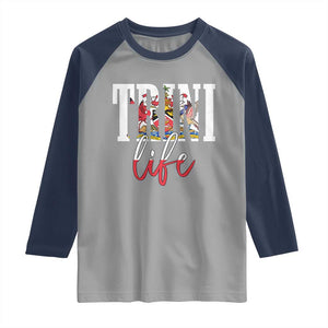 Trini Life Raglan Shirt Trinidad and Tobago Flag Caribbean Souvenir TS10 Sport Gray Navy Print Your Wear
