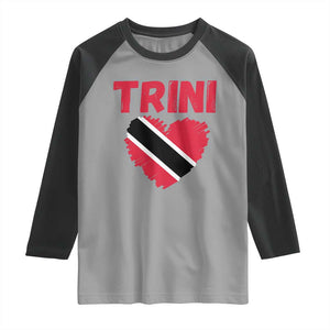 Trini Pride Raglan Shirt Trinidad and Tobago Heart Flag Caribbean Roots TS10 Sport Gray Black Print Your Wear