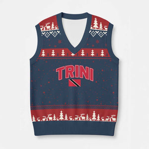 Trinidad and Tobago Flag V-Neck Knit Sweater Vest Trini Pride Vintage TS10 Navy Red Print Your Wear