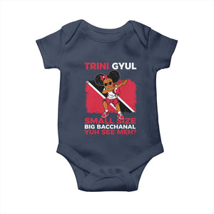 Trini Gyul Baby Onesie Funny Trinidadian Girl Afro Island Girls Caribbean TS10 Navy Print Your Wear