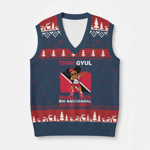 Trini Gyul V-Neck Knit Sweater Vest Funny Trinidadian Girl Afro Island Girls Caribbean TS10 Navy Red Print Your Wear