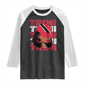 Proud Trini Afro Black Woman Raglan Shirt Trinidad and Tobago Flag Pride TS10 Black White Print Your Wear