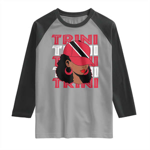 Proud Trini Afro Black Woman Raglan Shirt Trinidad and Tobago Flag Pride TS10 Sport Gray Black Print Your Wear