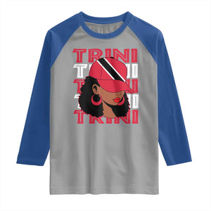 Proud Trini Afro Black Woman Raglan Shirt Trinidad and Tobago Flag Pride TS10 Sport Gray Royal Print Your Wear