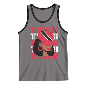 Proud Trini Afro Black Woman Tank Top Trinidad and Tobago Flag Pride TS10 Deep Heather Black Print Your Wear