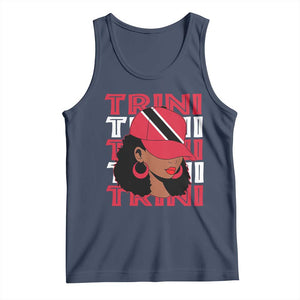 Proud Trini Afro Black Woman Tank Top Trinidad and Tobago Flag Pride TS10 Navy Print Your Wear