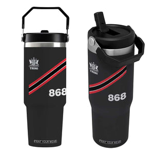 Trinidad and Tobago Flag Flip Straw Tumbler 868 Trini Soccer Fan TS10 One Size: 30 oz Black Print Your Wear