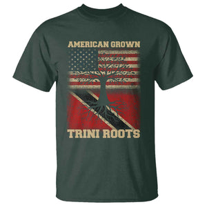 American Grown Trini Roots T Shirt Trinidad and Tobago USA Flag Trinidadian Proud Us TS10 Dark Forest Green Print Your Wear