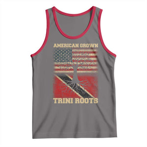 American Grown Trini Roots Tank Top Trinidad and Tobago USA Flag Trinidadian Proud Us TS10 Deep Heather Red Print Your Wear