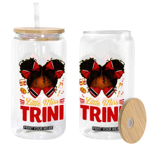 Little Miss Trinidad And Tobago Glass Can Afro Black Messy Bun Girl Trini Flag Bow TS10 Print Your Wear
