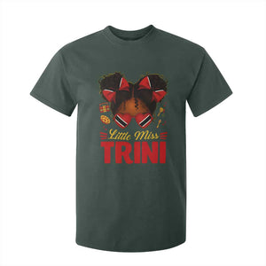 Little Miss Trinidad And Tobago T Shirt For Kid Afro Black Messy Bun Girl Trini Flag Bow TS10 Dark Forest Green Print Your Wear