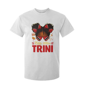 Little Miss Trinidad And Tobago T Shirt For Kid Afro Black Messy Bun Girl Trini Flag Bow TS10 White Print Your Wear