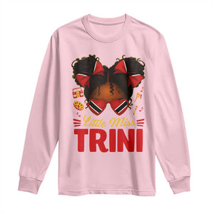 Little Miss Trinidad And Tobago Long Sleeve Shirt Afro Black Messy Bun Girl Trini Flag Bow TS10 Light Pink Print Your Wear
