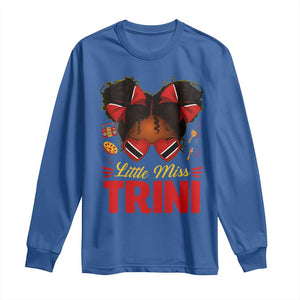 Little Miss Trinidad And Tobago Long Sleeve Shirt Afro Black Messy Bun Girl Trini Flag Bow TS10 Royal Blue Print Your Wear